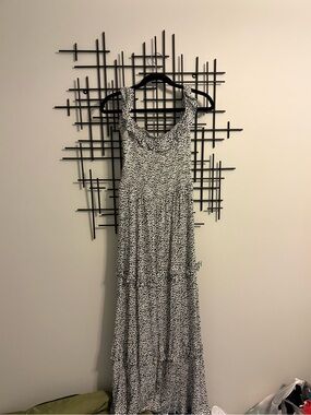 Express Black and White Printed Tiered Maxi Dress